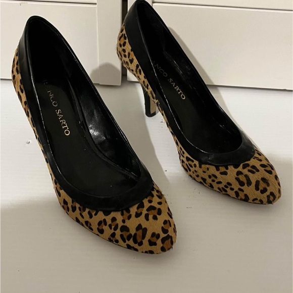Franco Sarto REAL fur calf hair leopard shoes - size 8.5 - paid $295 - Picture 2 of 5